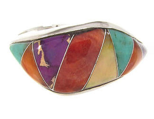 Silver And Multicolor Southwest Ring Jewelry Size 6-3/4 IS60022